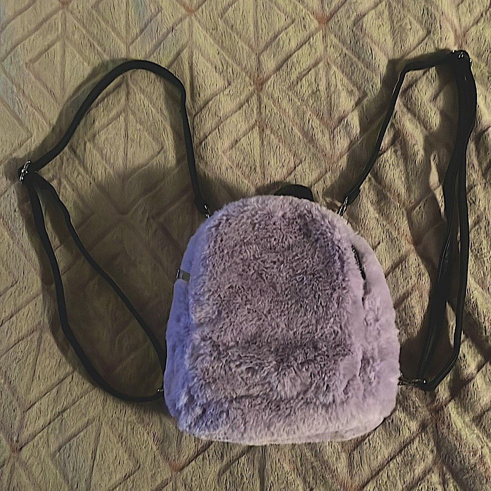 OLIVIA MILLER LAVENDER CONVERTIBLE MINI FAUX FUR BAG